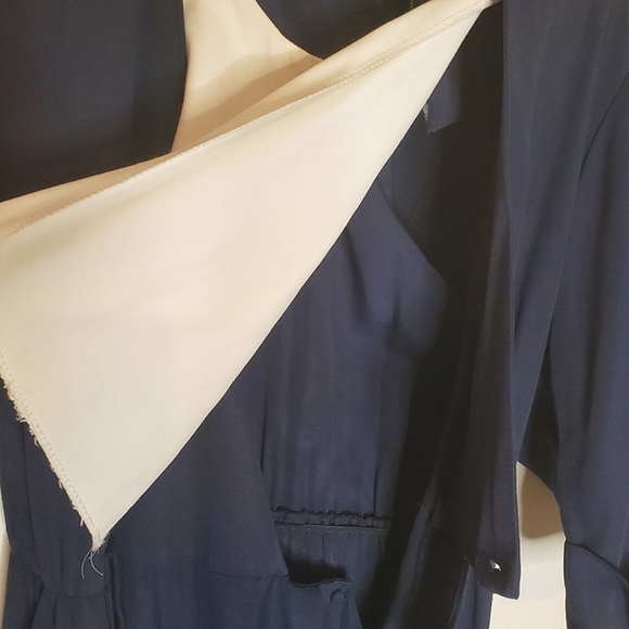 One-Piece Boxy Navy 80s Business Pantsuit with Removable Dickie - Picture 6 of 15